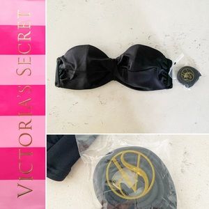 Victoria’s Secret The Knockout Twist Bandeau Black Bikini Swimsuit Top 36C NEW